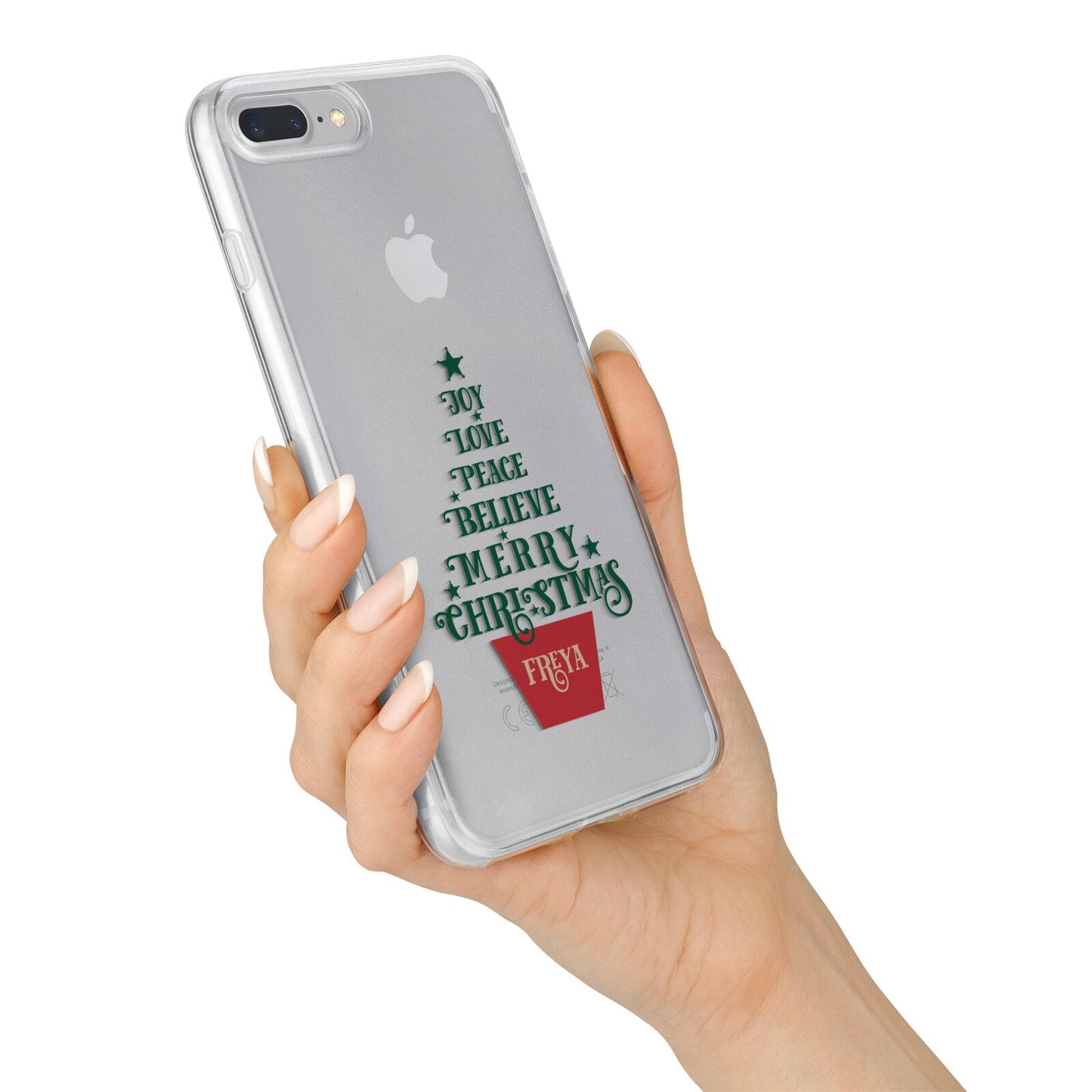 Personalised Text Christmas Tree iPhone 7 Plus Bumper Case on Silver iPhone Alternative Image