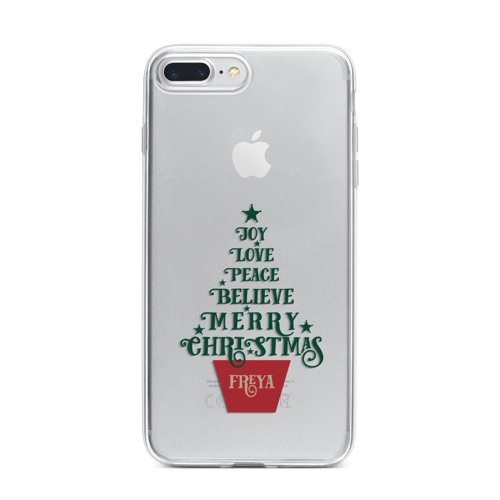 Personalised Text Christmas Tree iPhone 7 Plus Bumper Case on Silver iPhone