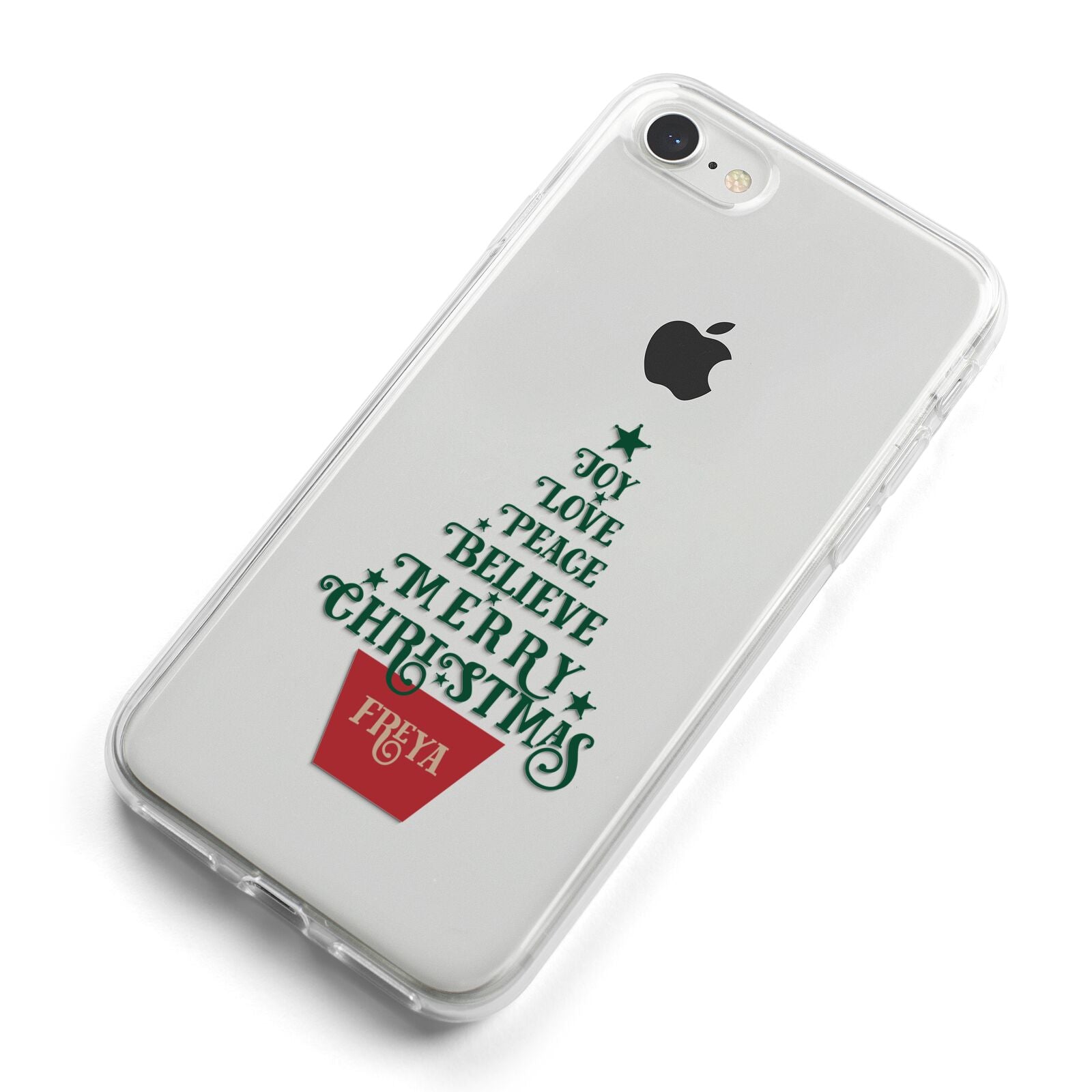 Personalised Text Christmas Tree iPhone 8 Bumper Case on Silver iPhone Alternative Image