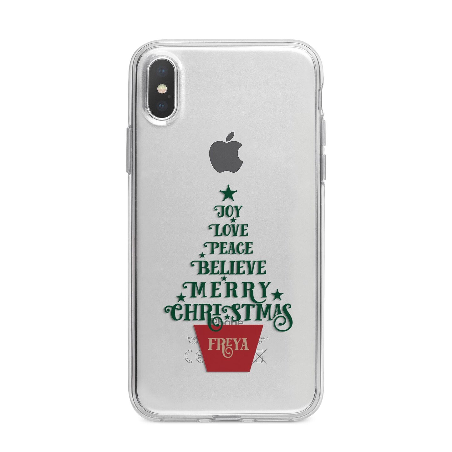 Personalised Text Christmas Tree iPhone X Bumper Case on Silver iPhone Alternative Image 1