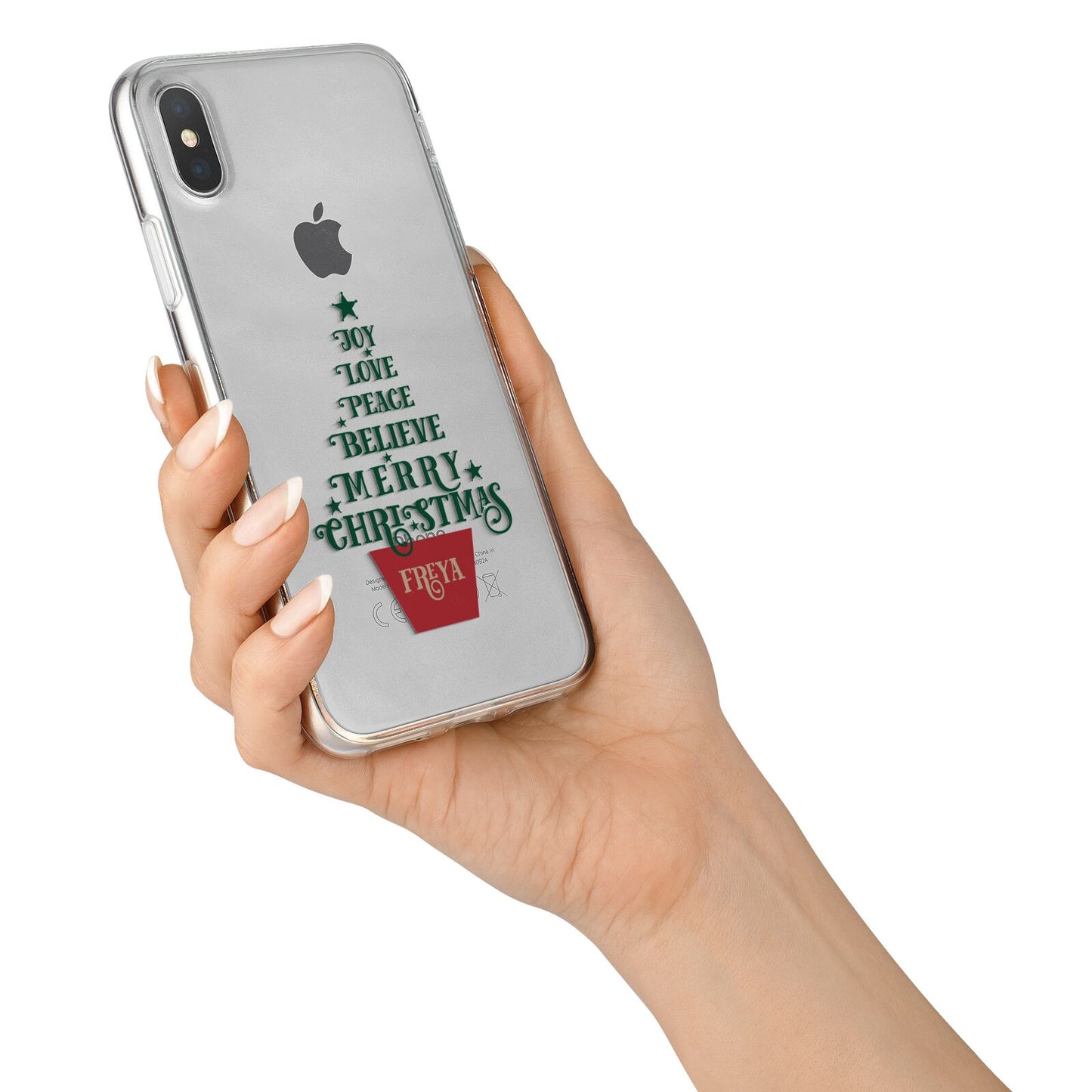 Personalised Text Christmas Tree iPhone X Bumper Case on Silver iPhone Alternative Image 2