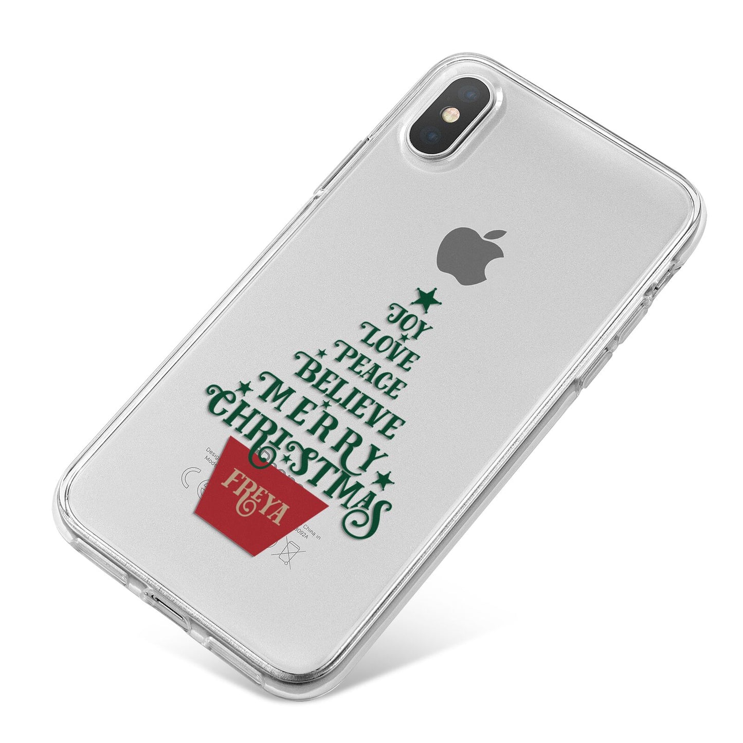 Personalised Text Christmas Tree iPhone X Bumper Case on Silver iPhone