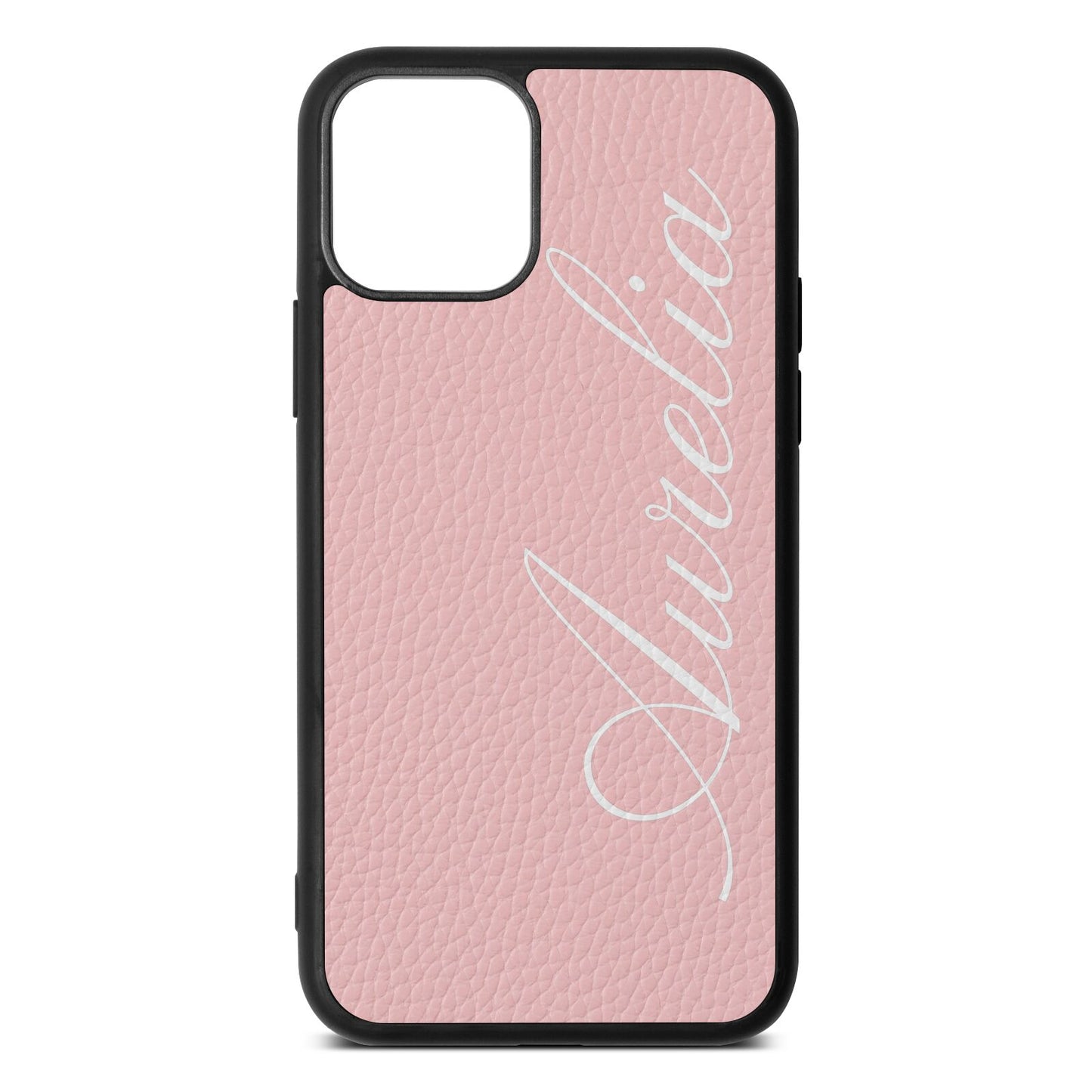 Personalised Text Pink Pebble Leather iPhone 11 Case