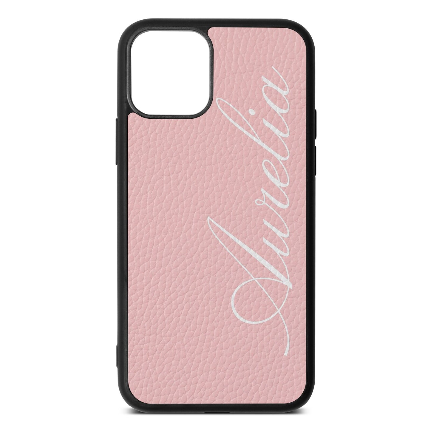 Personalised Text Pink Pebble Leather iPhone 11 Pro Case