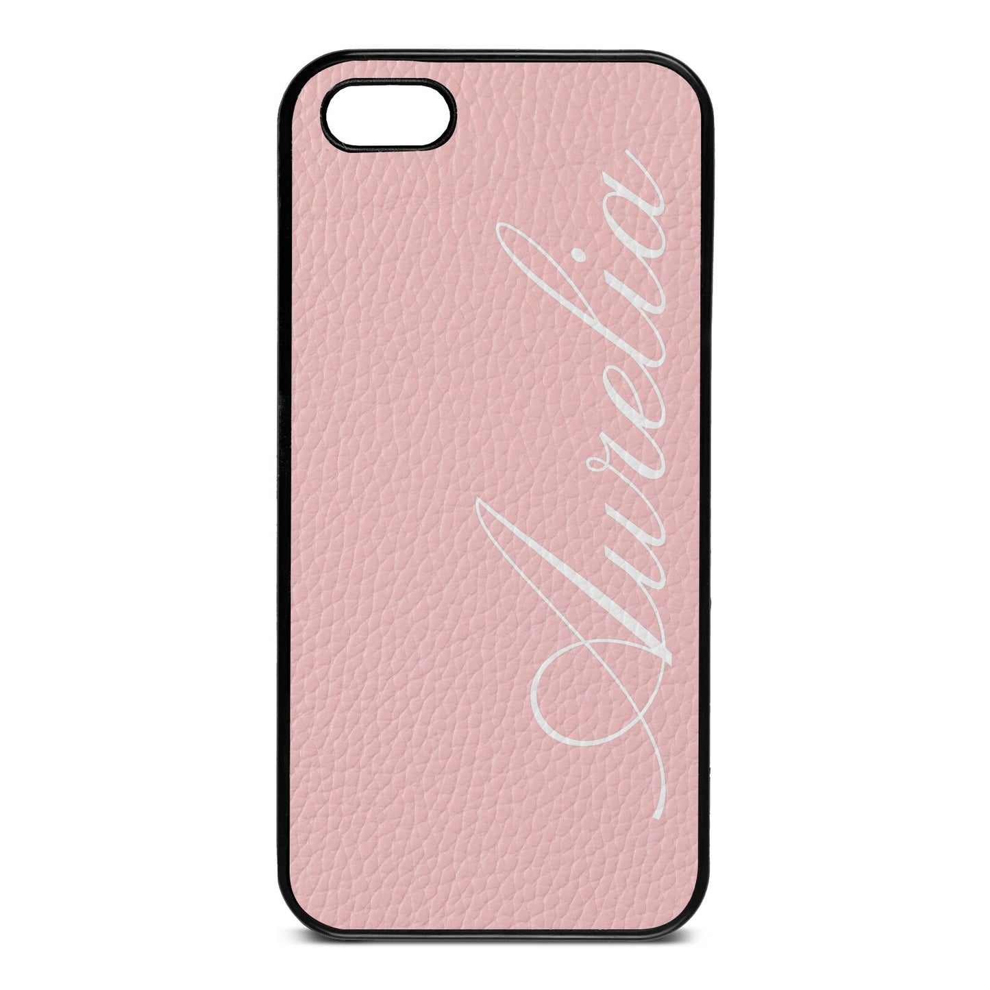 Personalised Text Pink Pebble Leather iPhone 5 Case