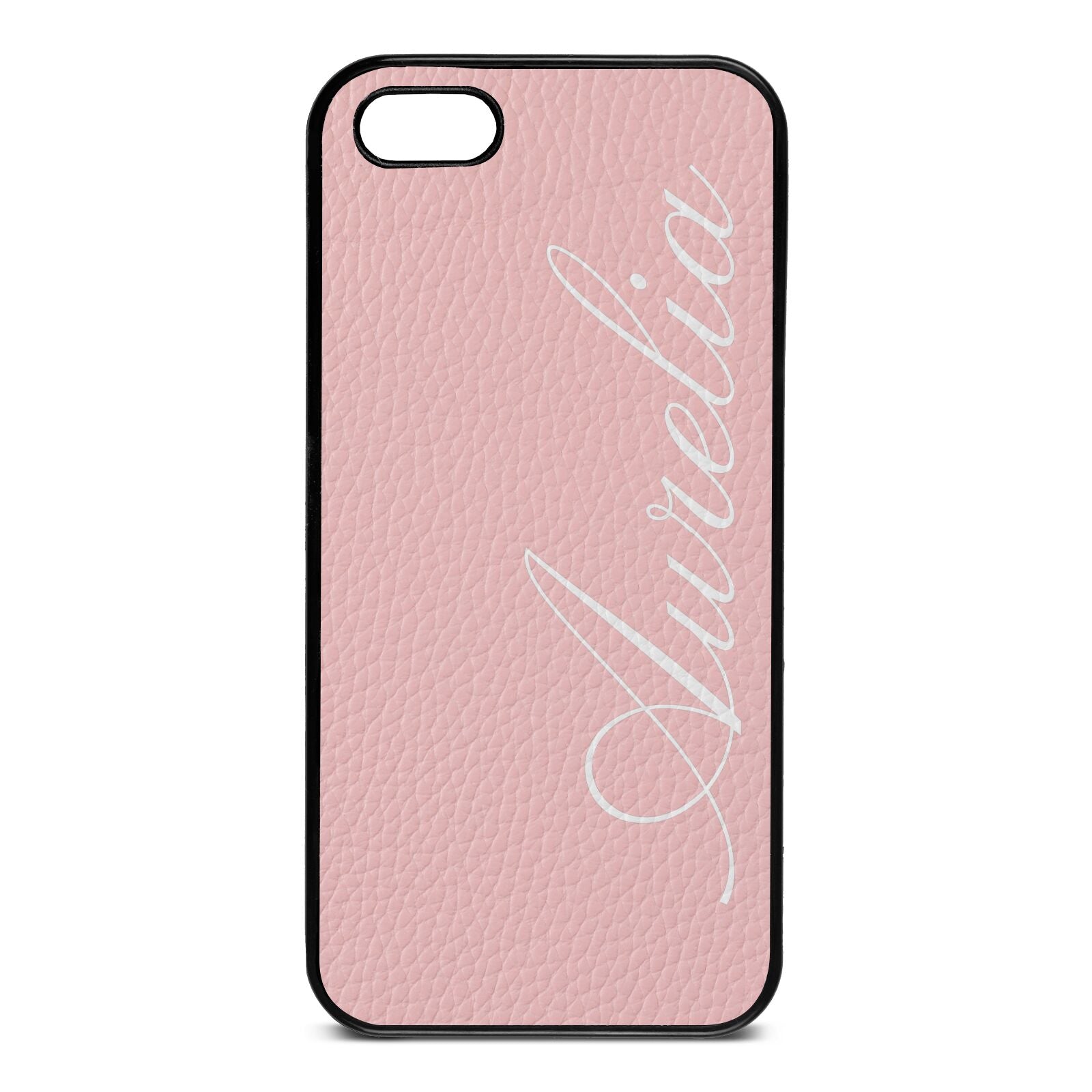 Personalised Text Pink Pebble Leather iPhone 5 Case