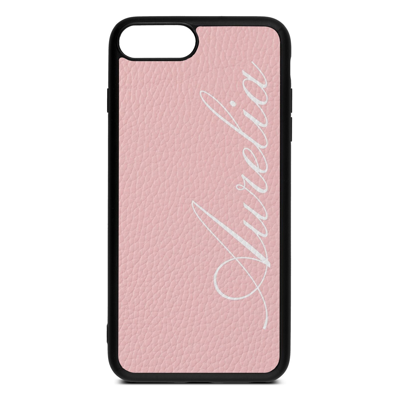 Personalised Text Pink Pebble Leather iPhone 8 Plus Case