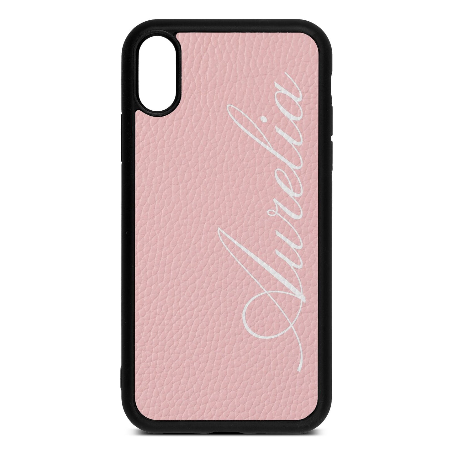Personalised Text Pink Pebble Leather iPhone Xr Case
