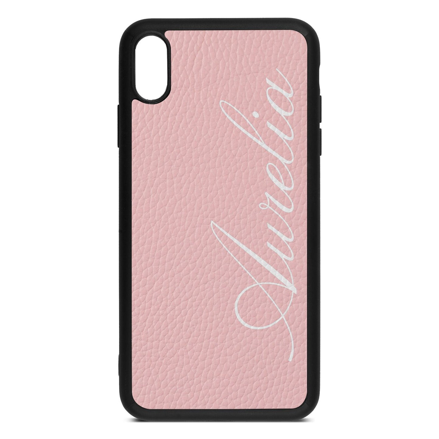 Personalised Text Pink Pebble Leather iPhone Xs Max Case