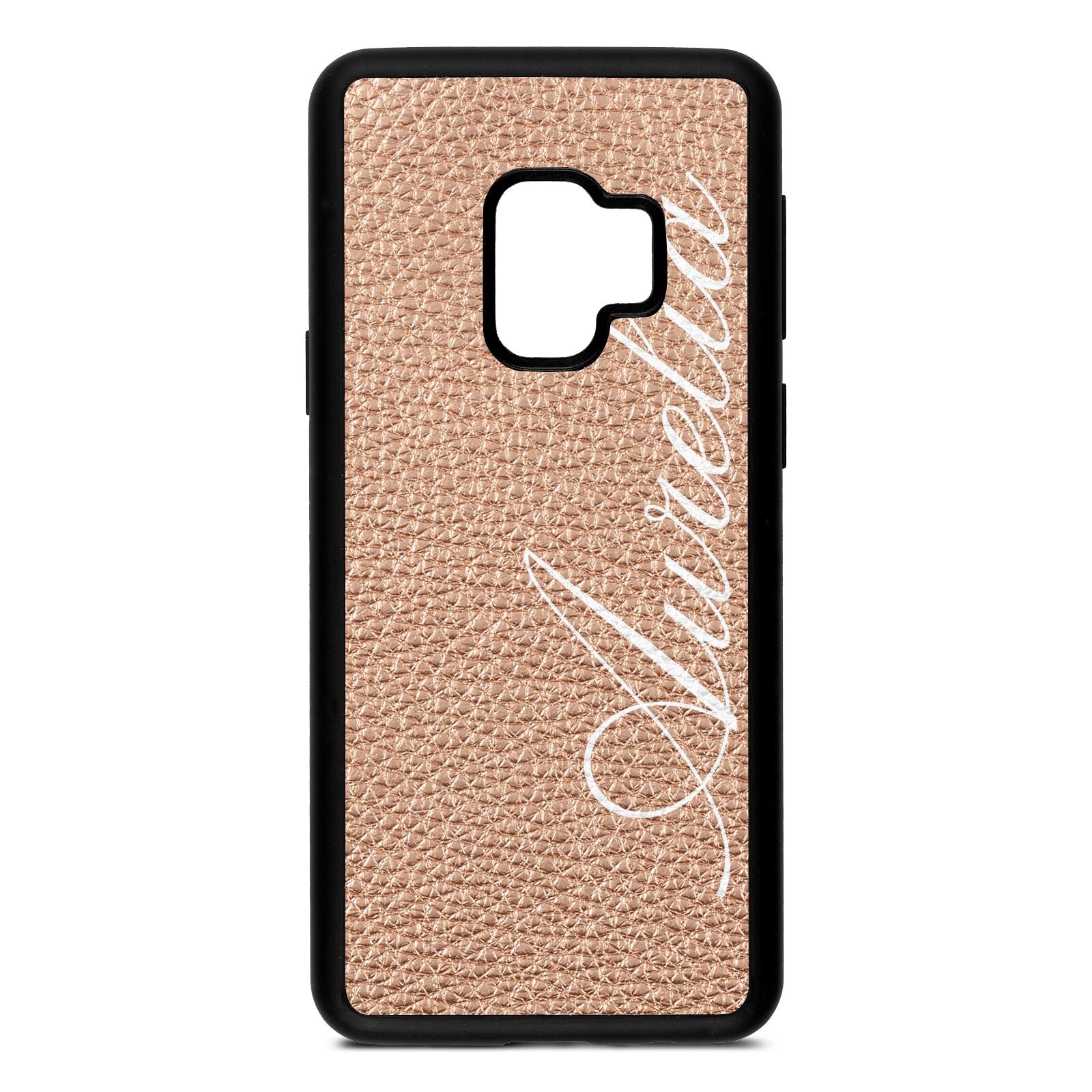 Personalised Text Rose Gold Pebble Leather Samsung S9 Case