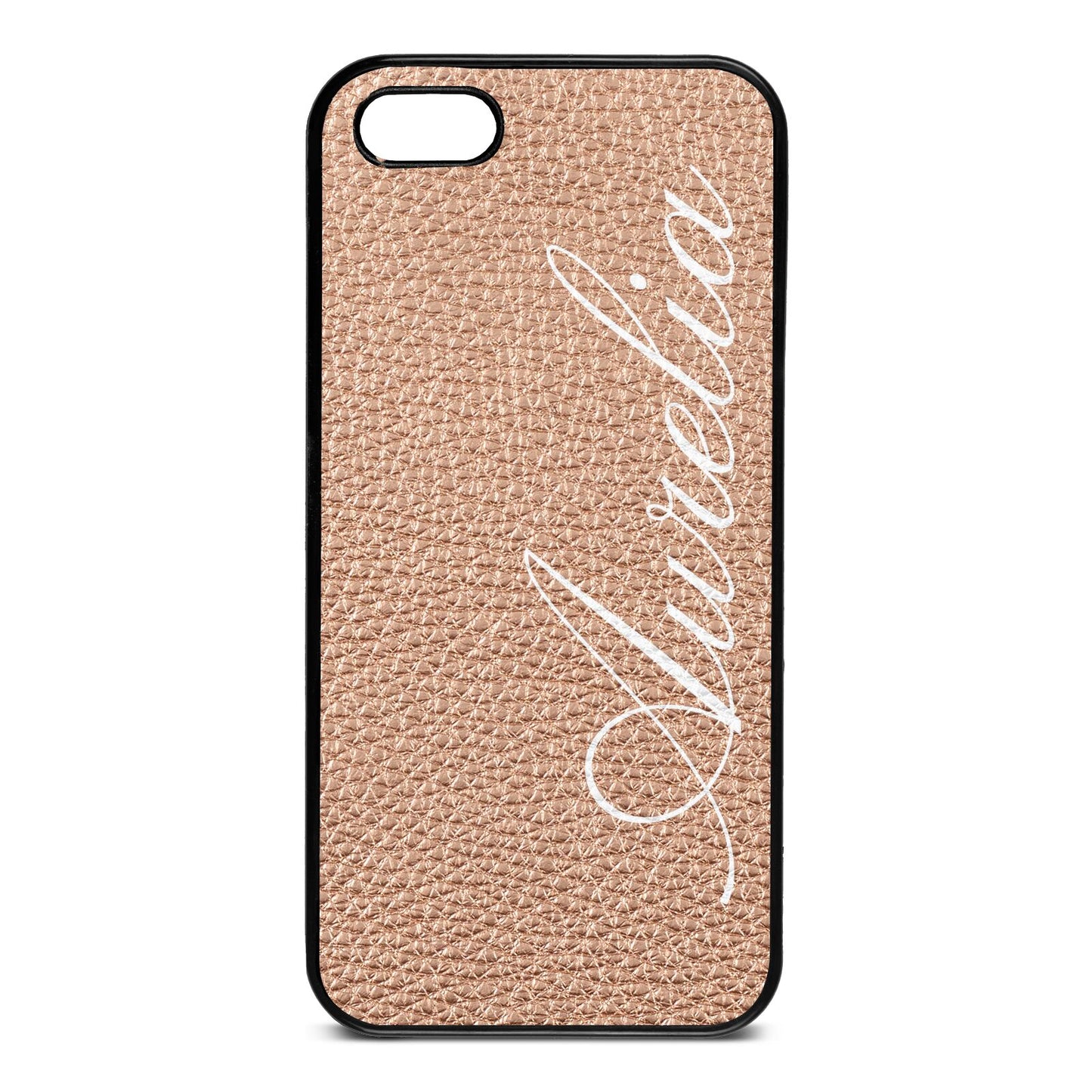Personalised Text Rose Gold Pebble Leather iPhone 5 Case