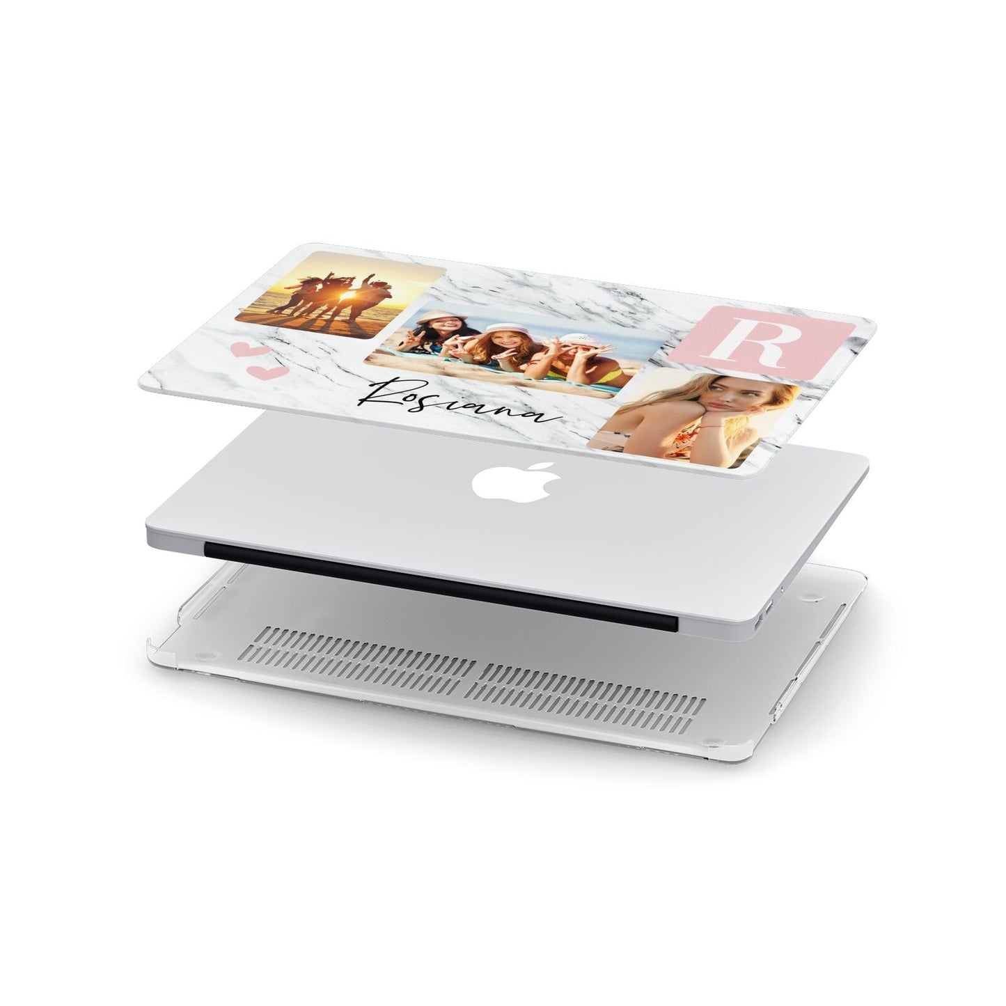 Personalised Three Photo Marble Name Apple MacBook Case in Detail