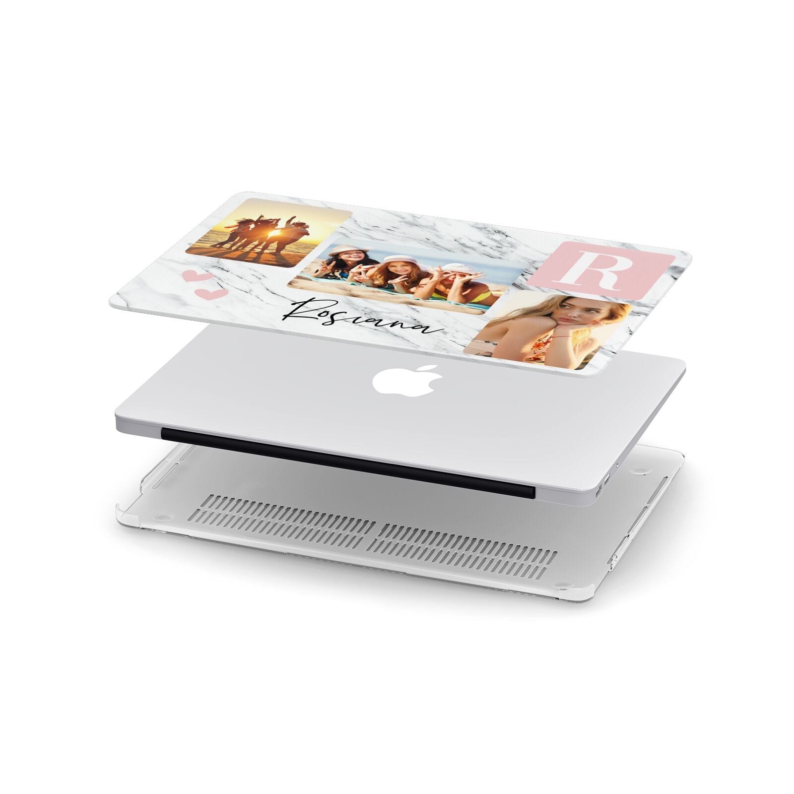 Personalised Three Photo Marble Name Apple MacBook Case in Detail