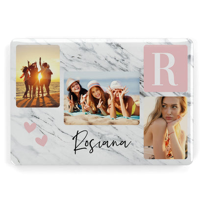 Personalised Three Photo Marble Name Apple MacBook Case