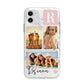 Personalised Three Photo Marble Name Apple iPhone 11 in White with Bumper Case