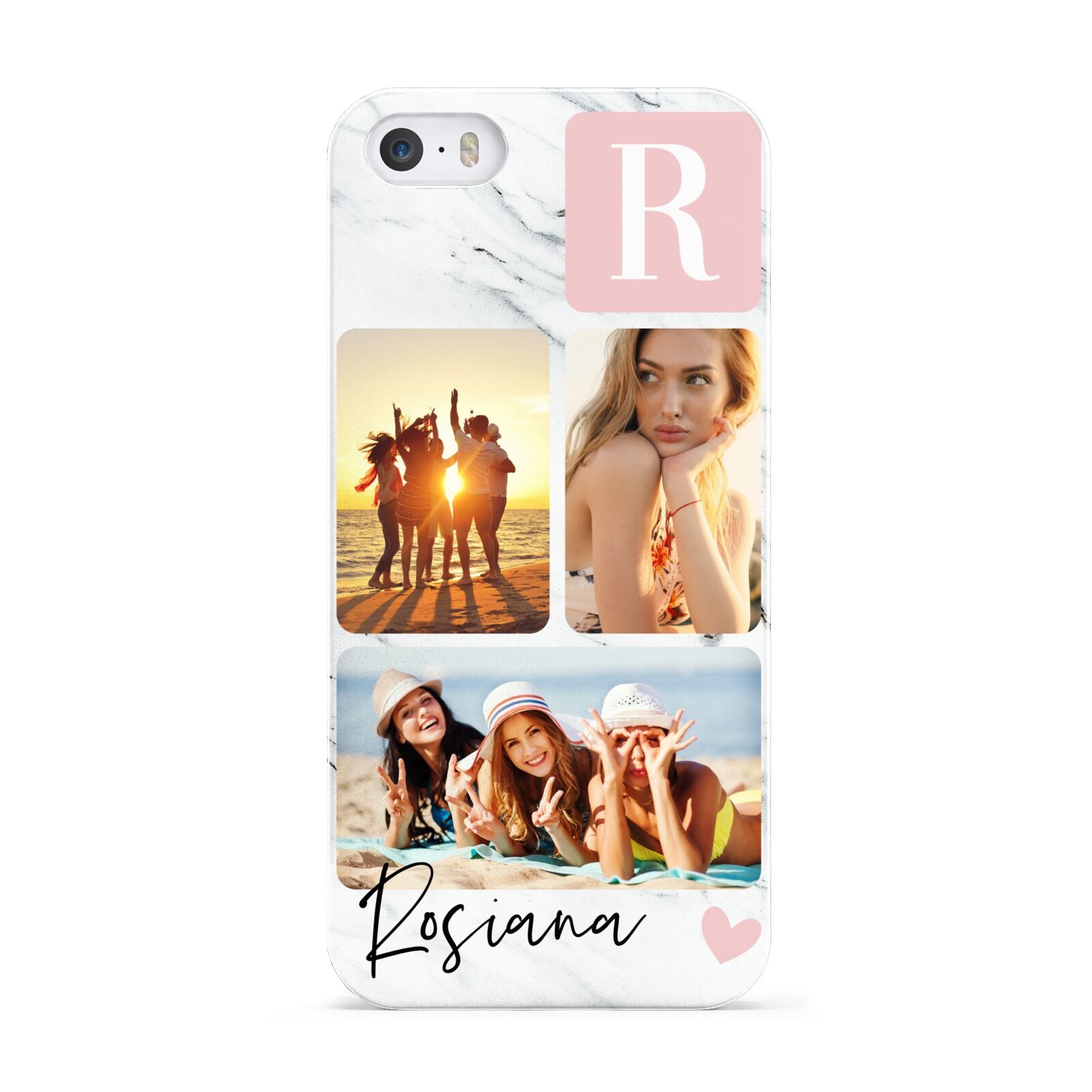 Personalised Three Photo Marble Name Apple iPhone 5 Case