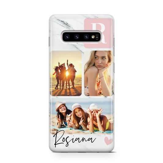 Personalised Three Photo Marble Name Protective Samsung Galaxy Case