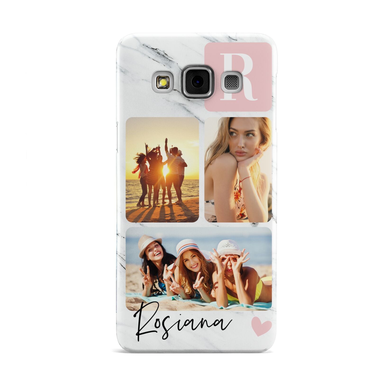 Personalised Three Photo Marble Name Samsung Galaxy A3 Case