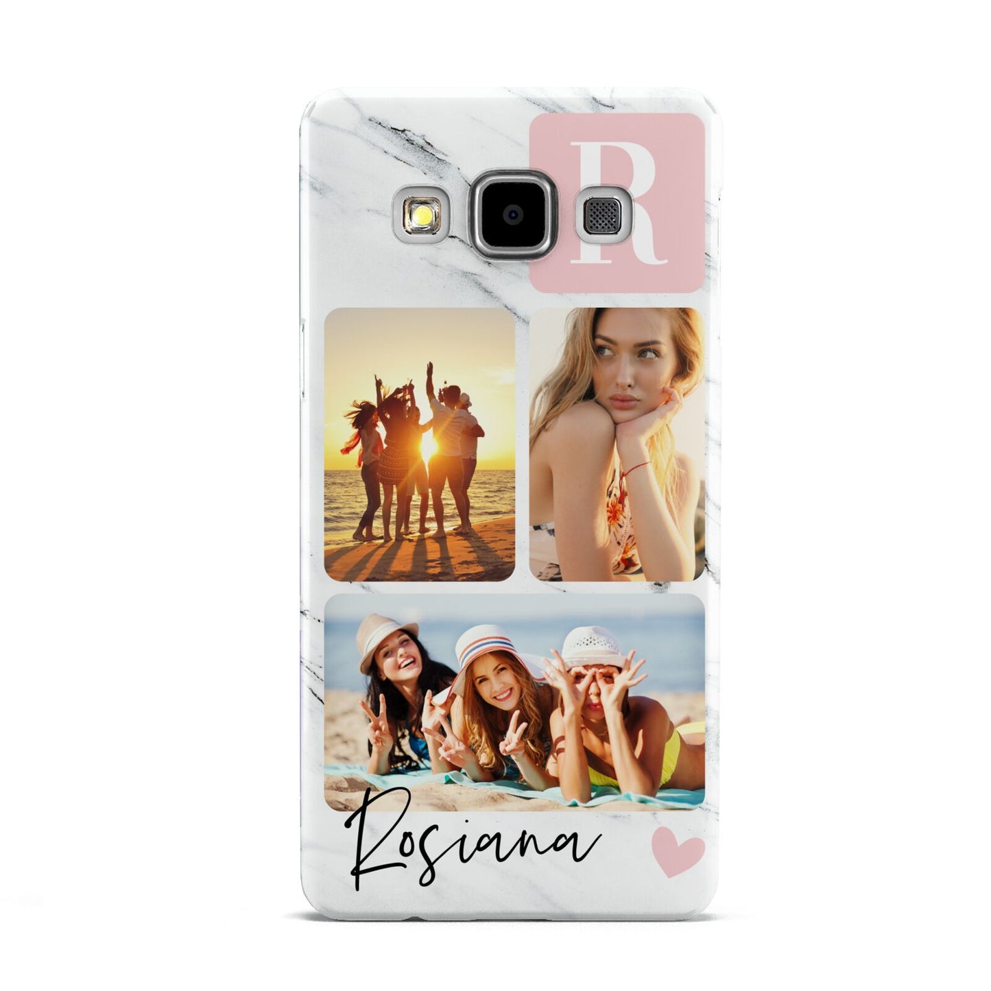 Personalised Three Photo Marble Name Samsung Galaxy A5 Case