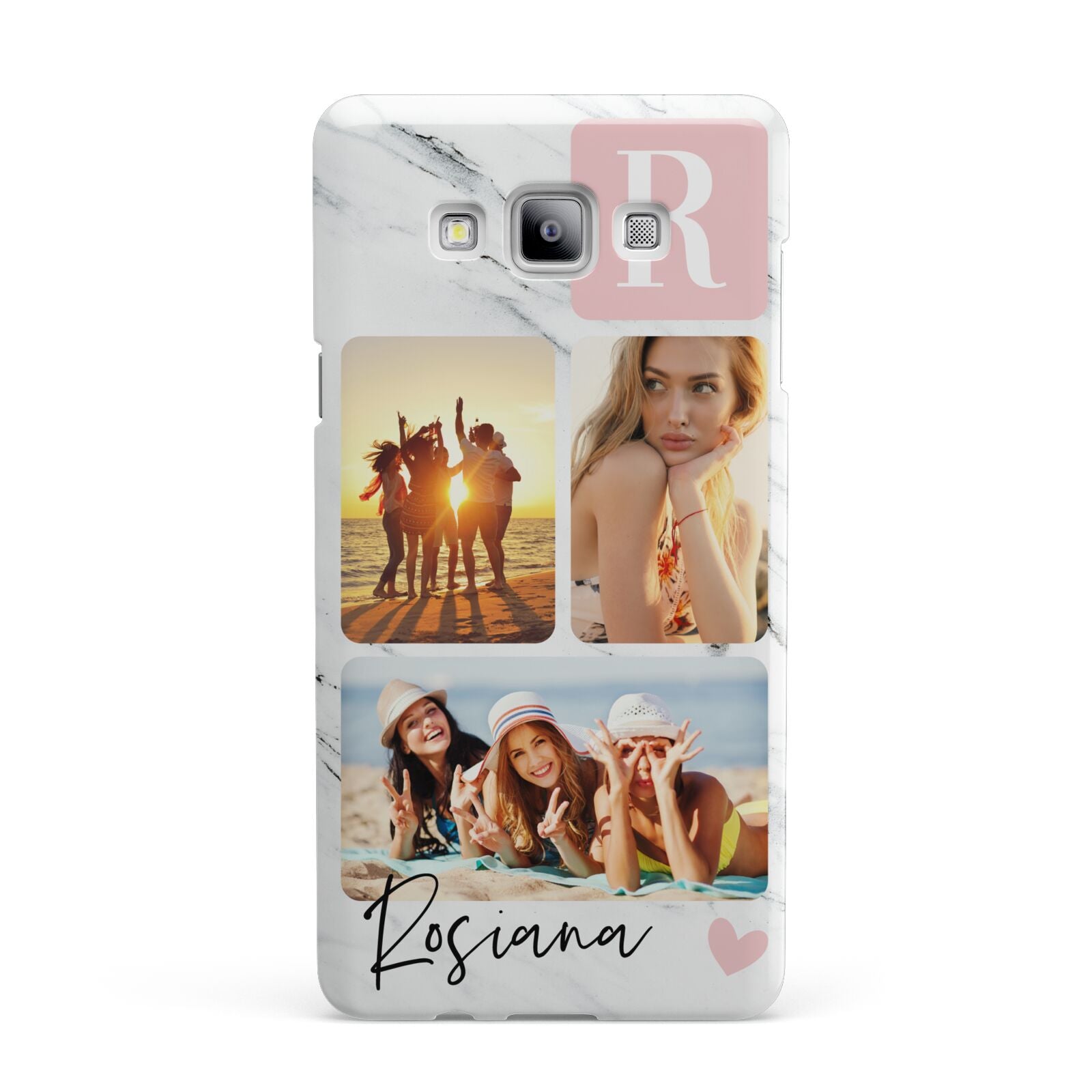 Personalised Three Photo Marble Name Samsung Galaxy A7 2015 Case
