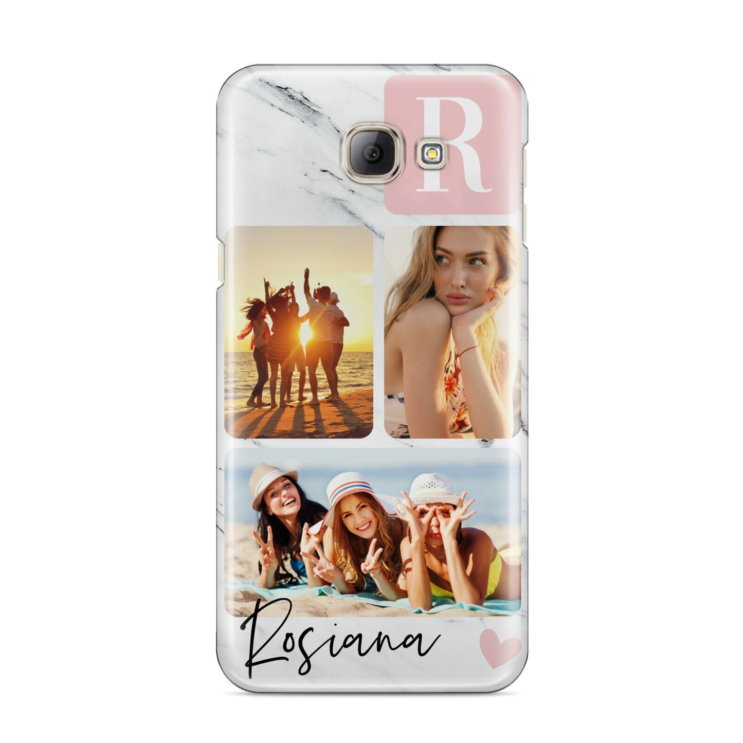 Personalised Three Photo Marble Name Samsung Galaxy A8 2016 Case