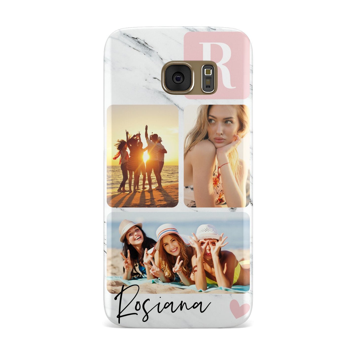 Personalised Three Photo Marble Name Samsung Galaxy Case