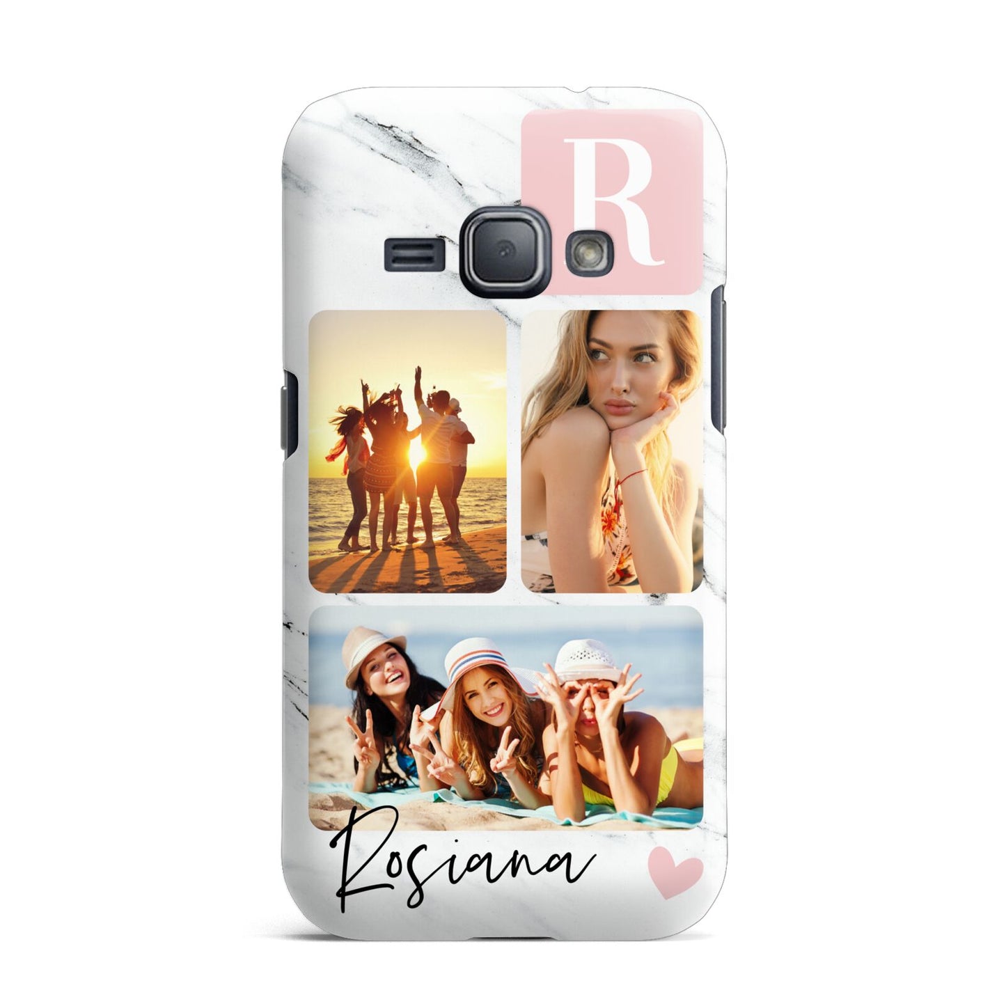 Personalised Three Photo Marble Name Samsung Galaxy J1 2016 Case