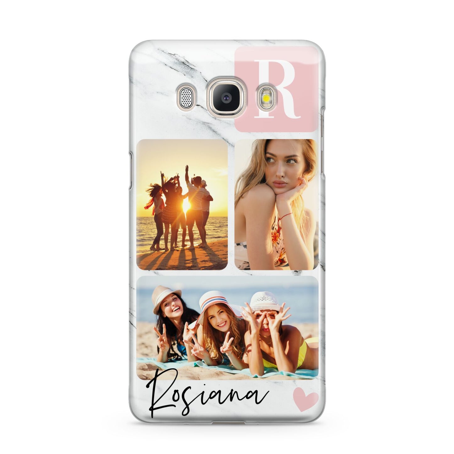 Personalised Three Photo Marble Name Samsung Galaxy J5 2016 Case