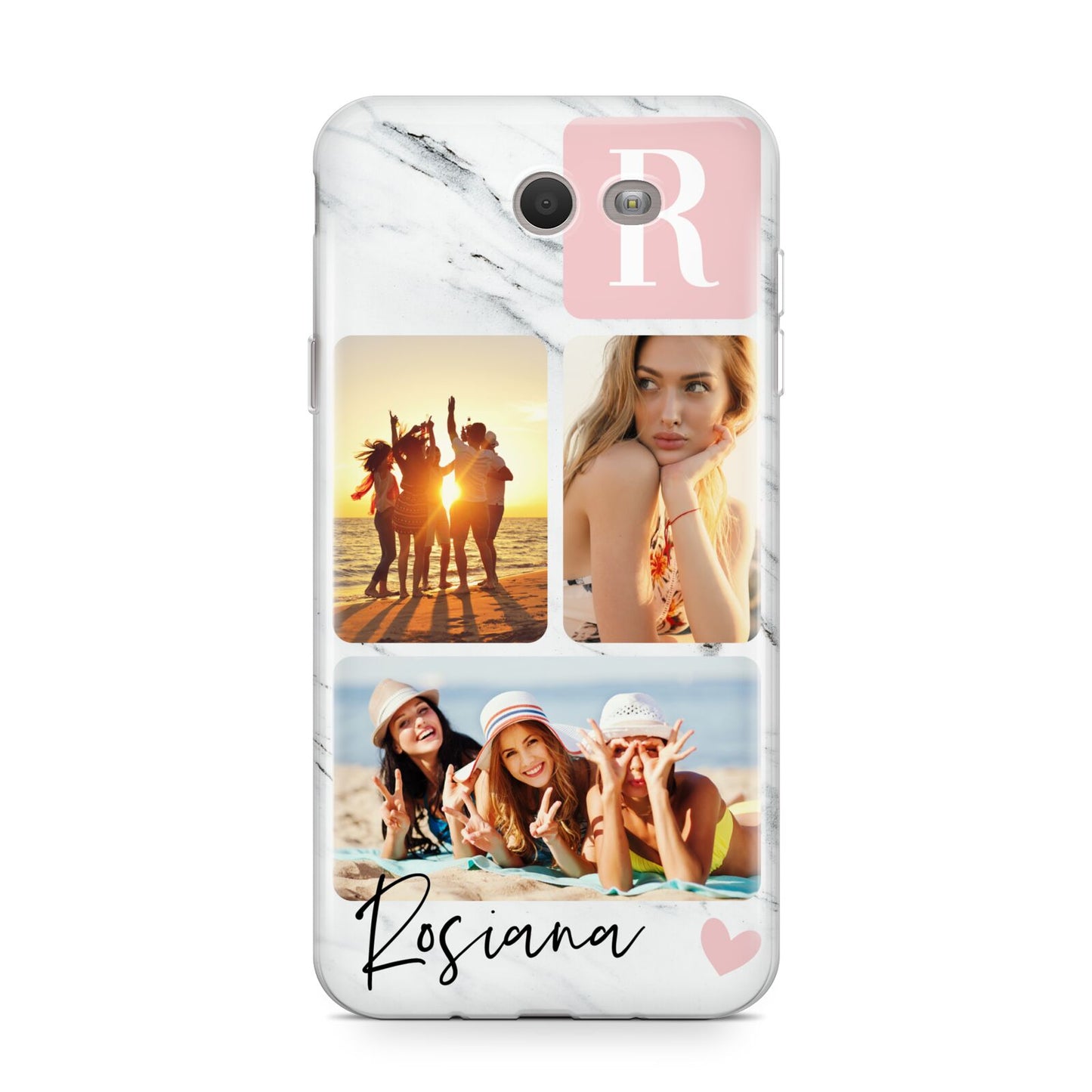 Personalised Three Photo Marble Name Samsung Galaxy J7 2017 Case