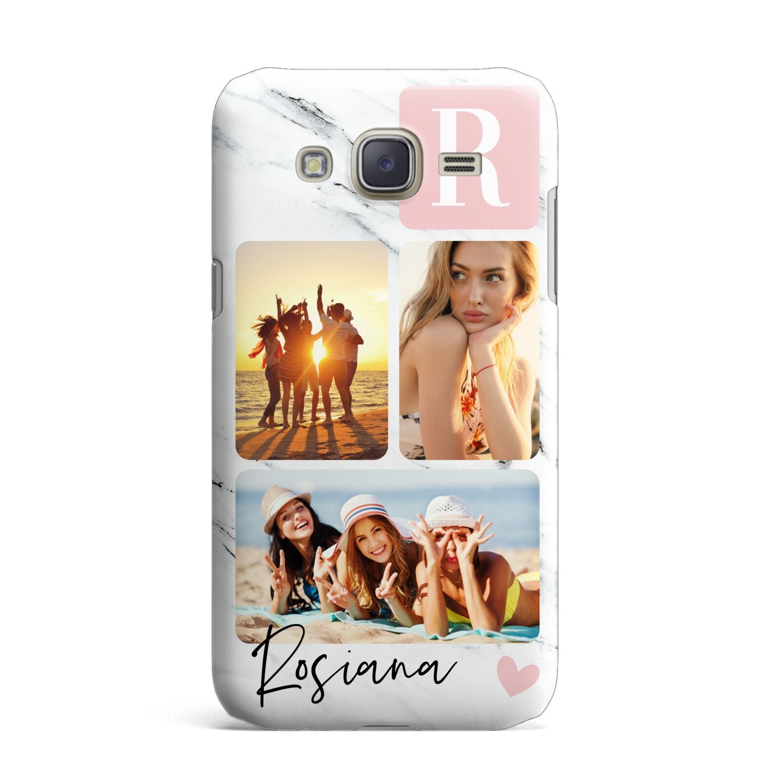 Personalised Three Photo Marble Name Samsung Galaxy J7 Case