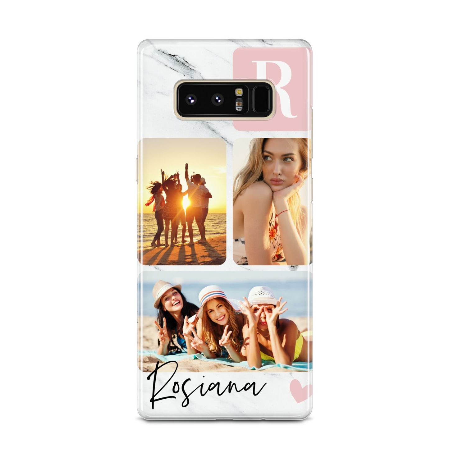 Personalised Three Photo Marble Name Samsung Galaxy Note 8 Case