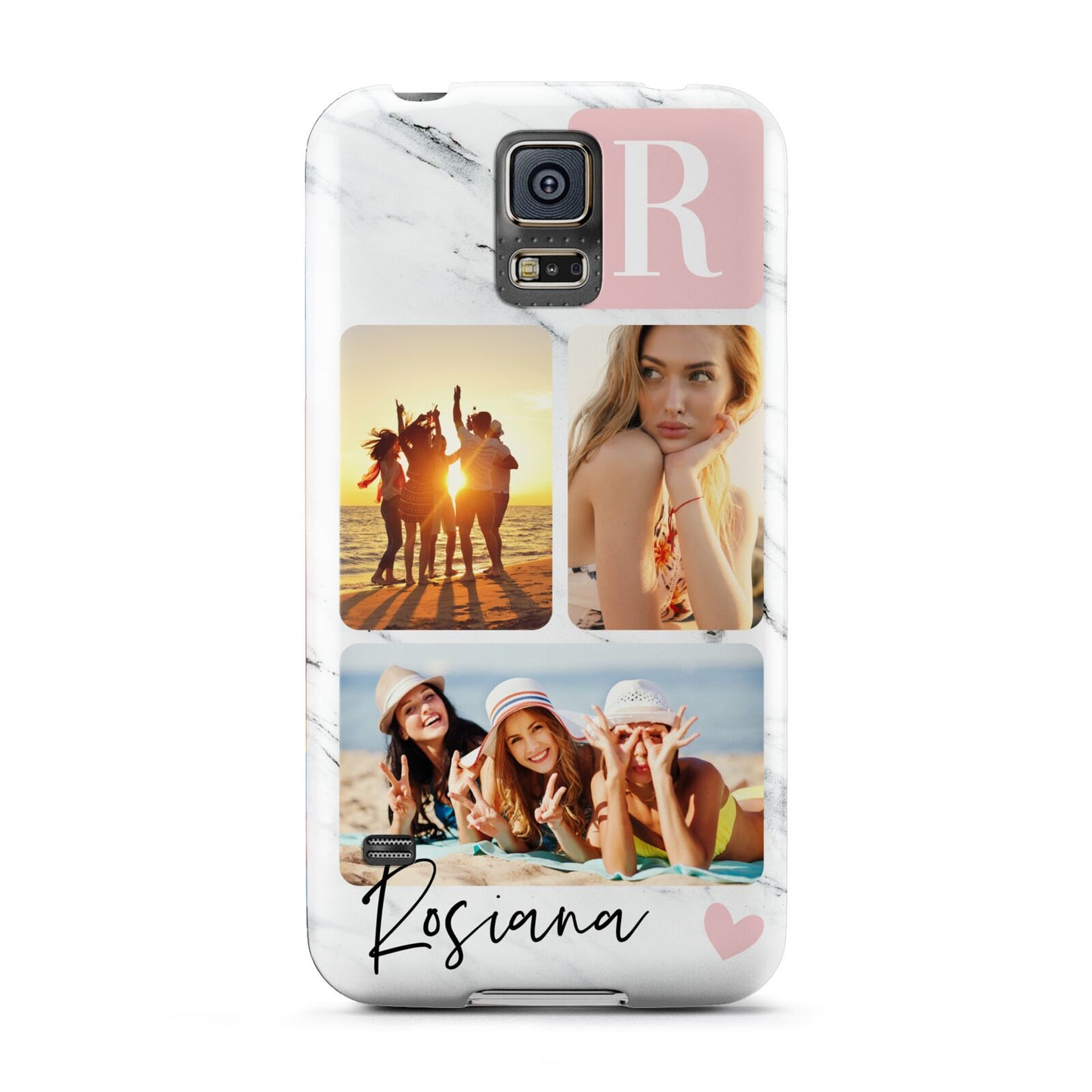 Personalised Three Photo Marble Name Samsung Galaxy S5 Case