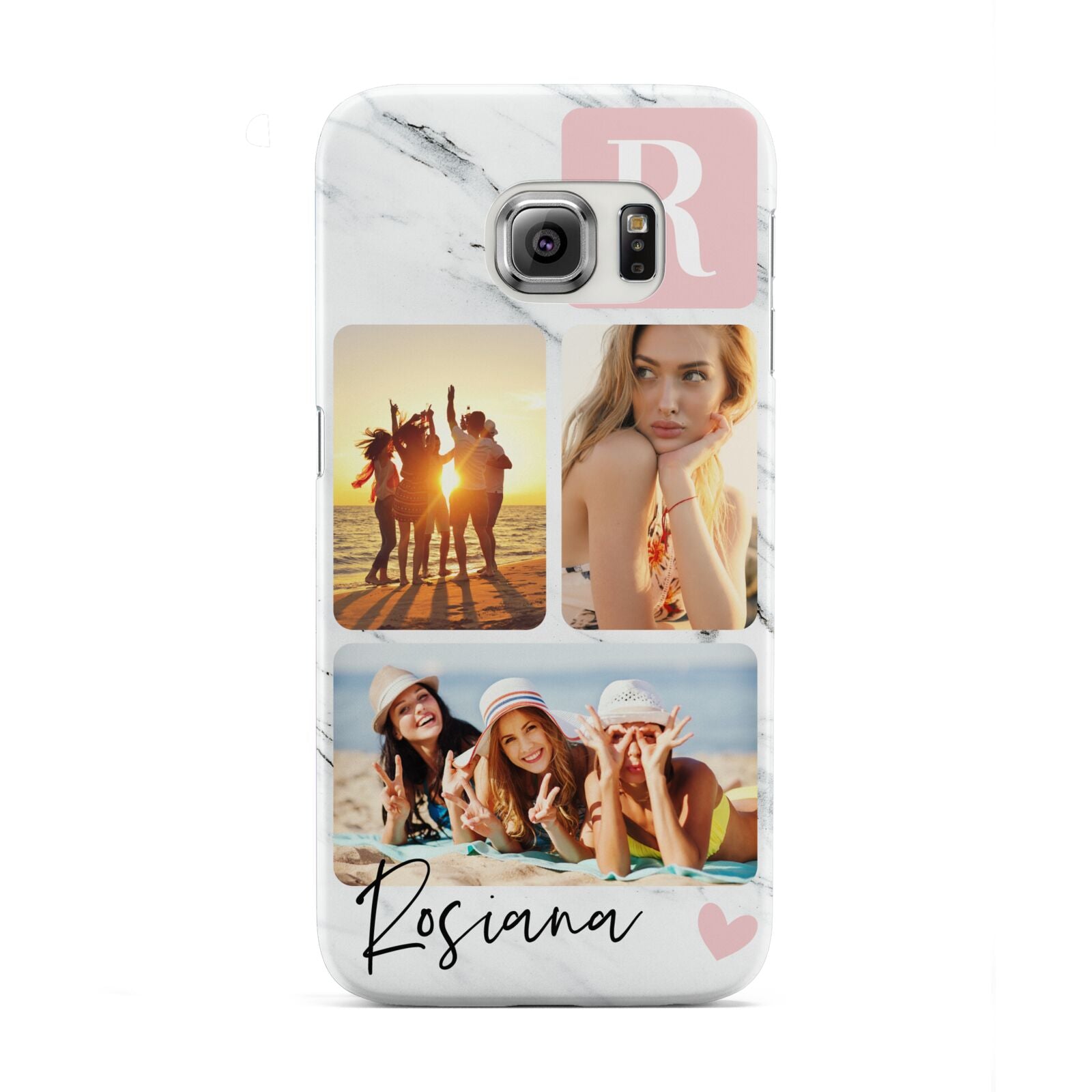 Personalised Three Photo Marble Name Samsung Galaxy S6 Edge Case