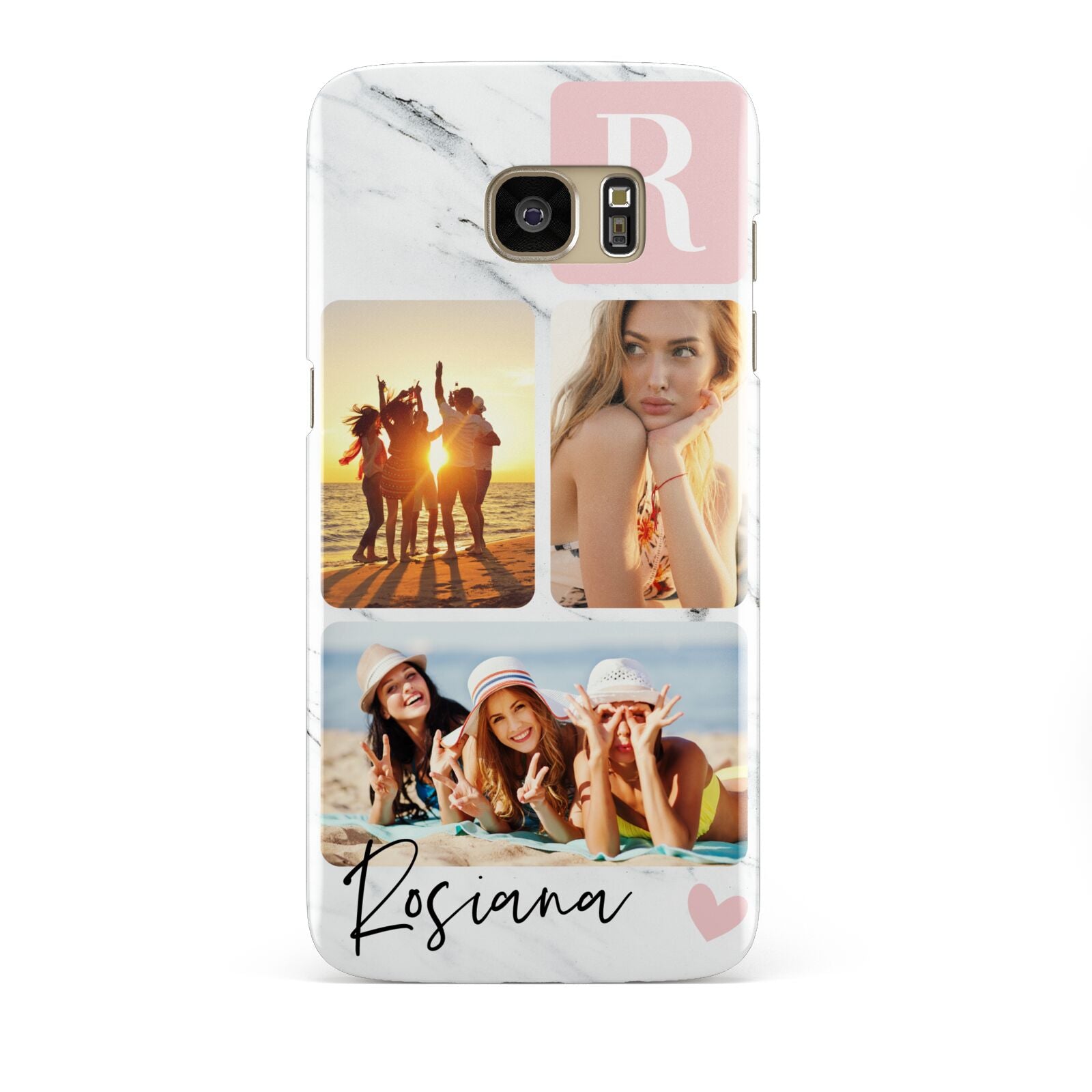 Personalised Three Photo Marble Name Samsung Galaxy S7 Edge Case