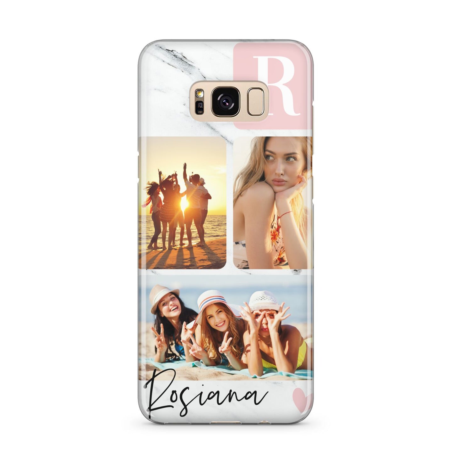 Personalised Three Photo Marble Name Samsung Galaxy S8 Plus Case
