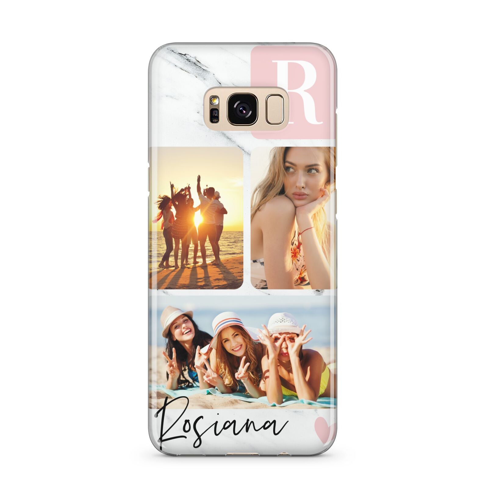 Personalised Three Photo Marble Name Samsung Galaxy S8 Plus Case