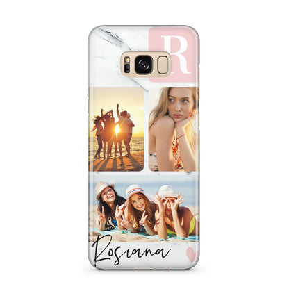 Personalised Three Photo Marble Name Samsung Galaxy S8 Plus Case