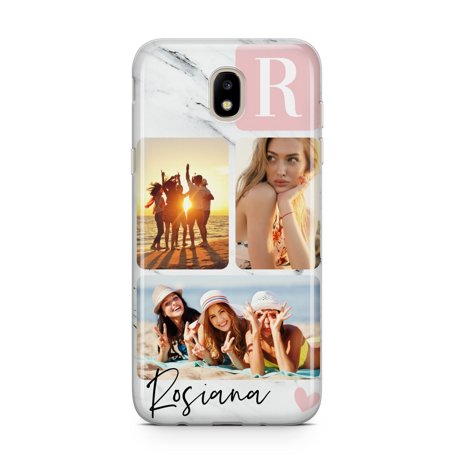 Personalised Three Photo Marble Name Samsung J5 2017 Case