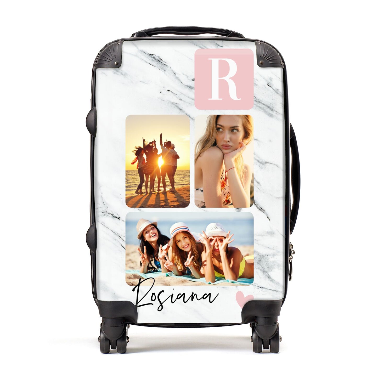 Personalised Three Photo Marble Name Suitcase