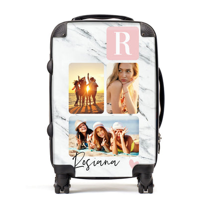 Personalised Three Photo Marble Name Suitcase