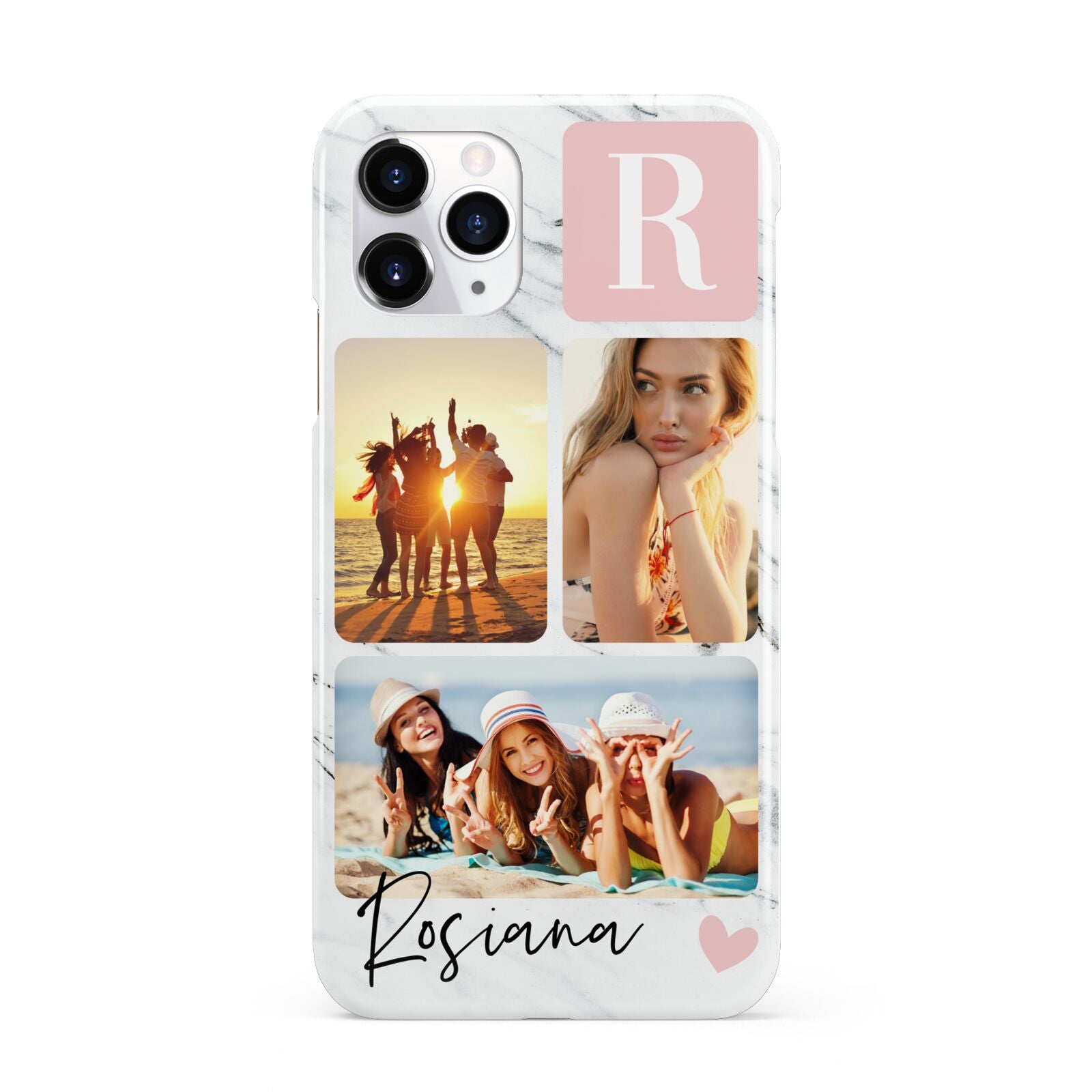 Personalised Three Photo Marble Name iPhone 11 Pro 3D Snap Case