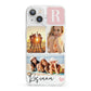 Personalised Three Photo Marble Name iPhone 13 Clear Bumper Case