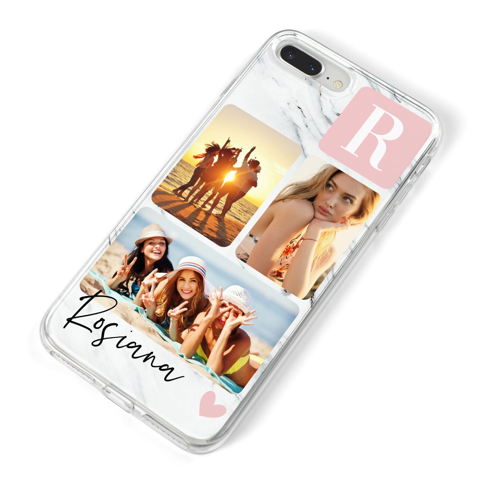 Personalised Three Photo Marble Name iPhone 8 Plus Bumper Case on Silver iPhone Alternative Image