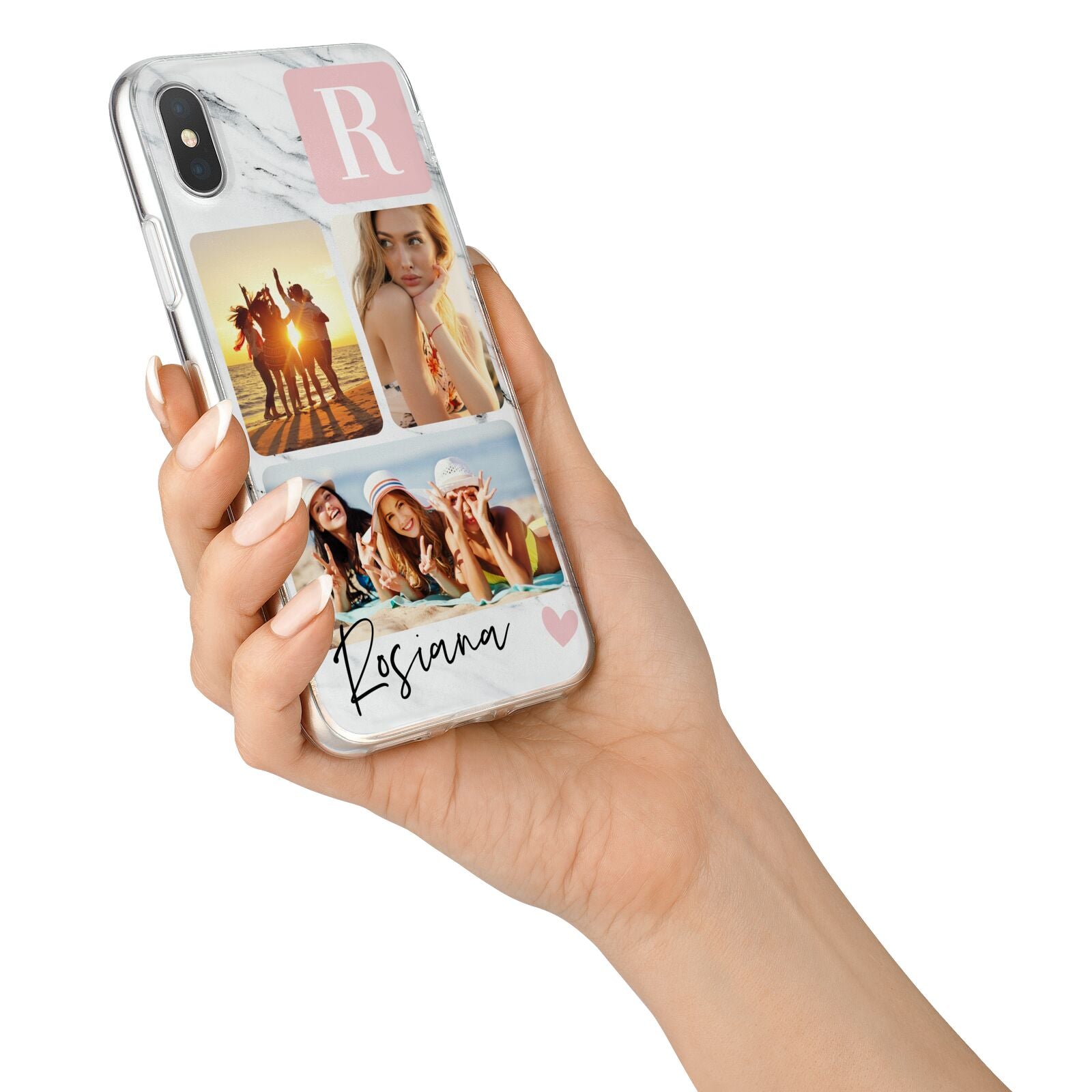 Personalised Three Photo Marble Name iPhone X Bumper Case on Silver iPhone Alternative Image 2
