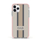 Personalised Three Stripes Apple iPhone 11 Pro in Silver with Pink Impact Case
