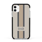 Personalised Three Stripes Apple iPhone 11 in White with Black Impact Case