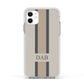 Personalised Three Stripes Apple iPhone 11 in White with White Impact Case
