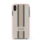 Personalised Three Stripes Apple iPhone Xs Max Impact Case Pink Edge on Black Phone