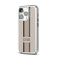 Personalised Three Stripes iPhone 14 Pro Clear Tough Case Silver Angled Image