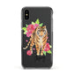 Personalised Tiger Apple iPhone Xs Impact Case Black Edge on Black Phone